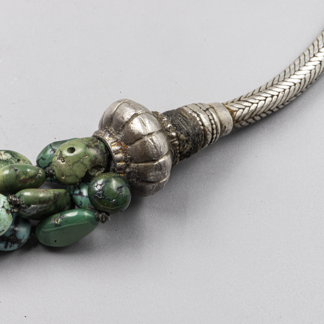 Vintage Turquoise & Amber Necklace – Rajasthan Silver – Himalayan Jewelry