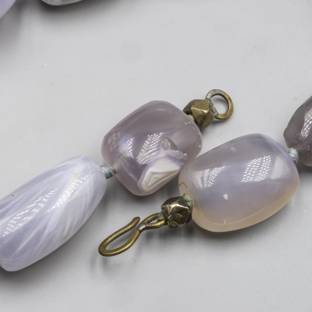 Exceptional Blue Chalcedony Necklace – 14 Large Natural Agate Beads