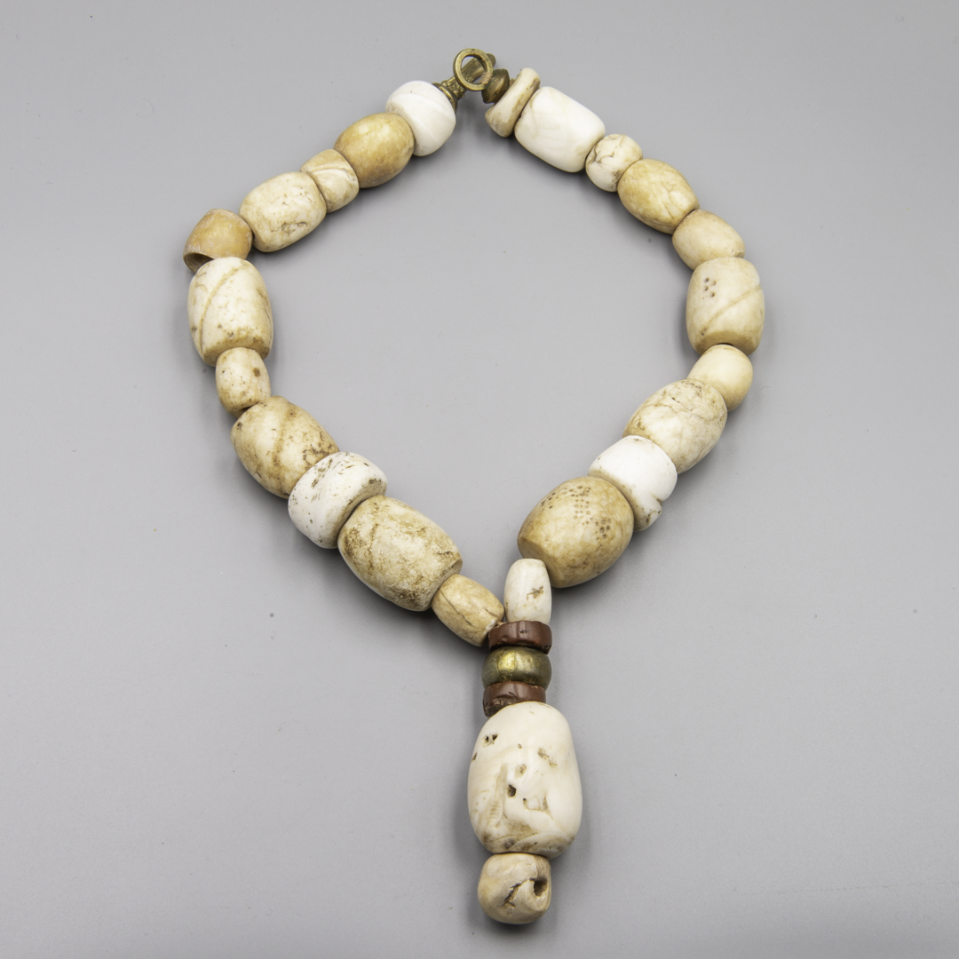 Heavy Designer Necklace with Ancient Fossil Shell & Ethnographic Beads