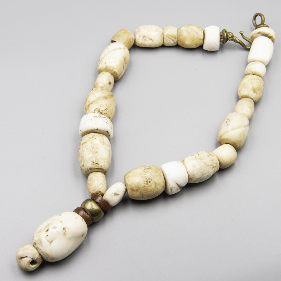 Heavy Designer Necklace with Ancient Fossil Shell & Ethnographic Beads