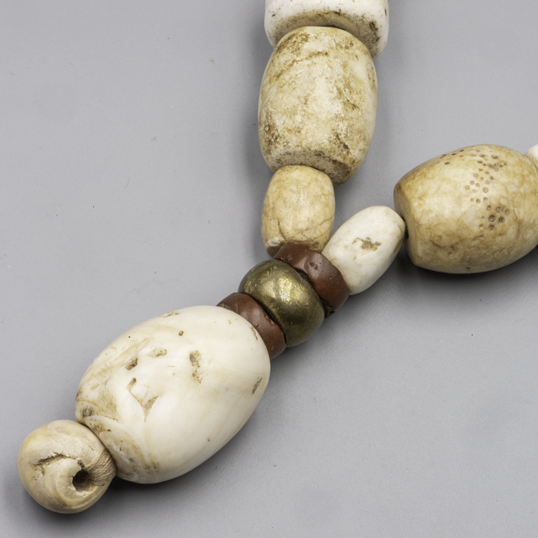 Heavy Designer Necklace with Ancient Fossil Shell & Ethnographic Beads