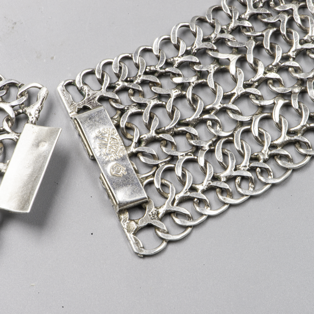Vintage Mexican Taxco Sterling Silver Mesh Choker – Mid-Century Modernist Necklace