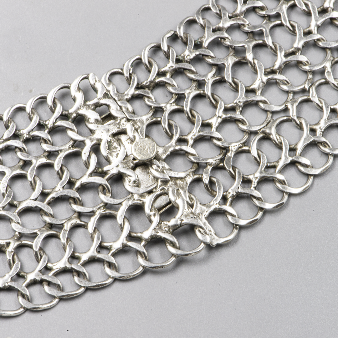 Vintage Mexican Taxco Sterling Silver Mesh Choker – Mid-Century Modernist Necklace