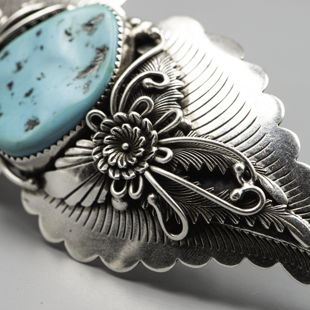 Peterson Johnson Navajo Sterling Silver & Turquoise Hair Barrette