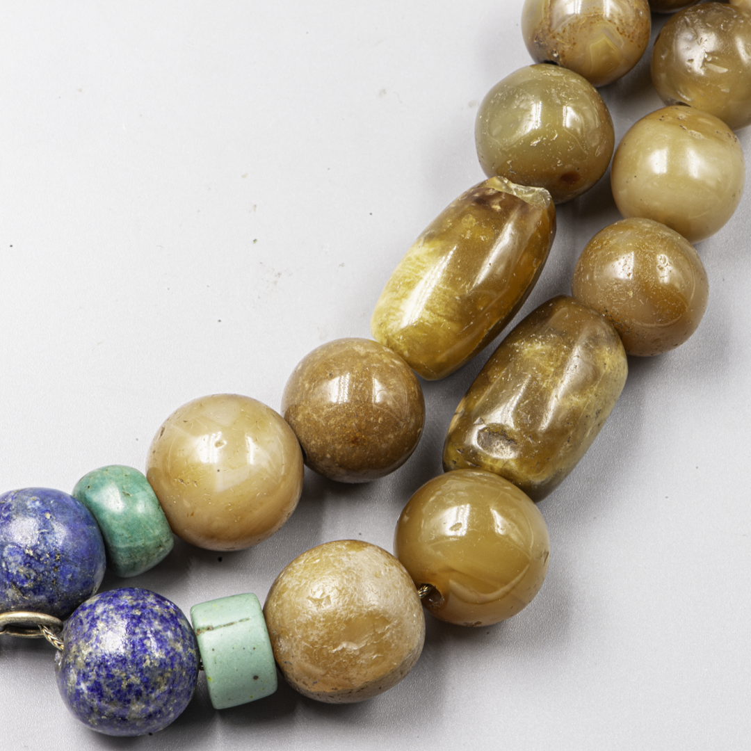 Chinese Longevity Lock Necklace – Silver, Enamel, Agate & Lapis Lazuli