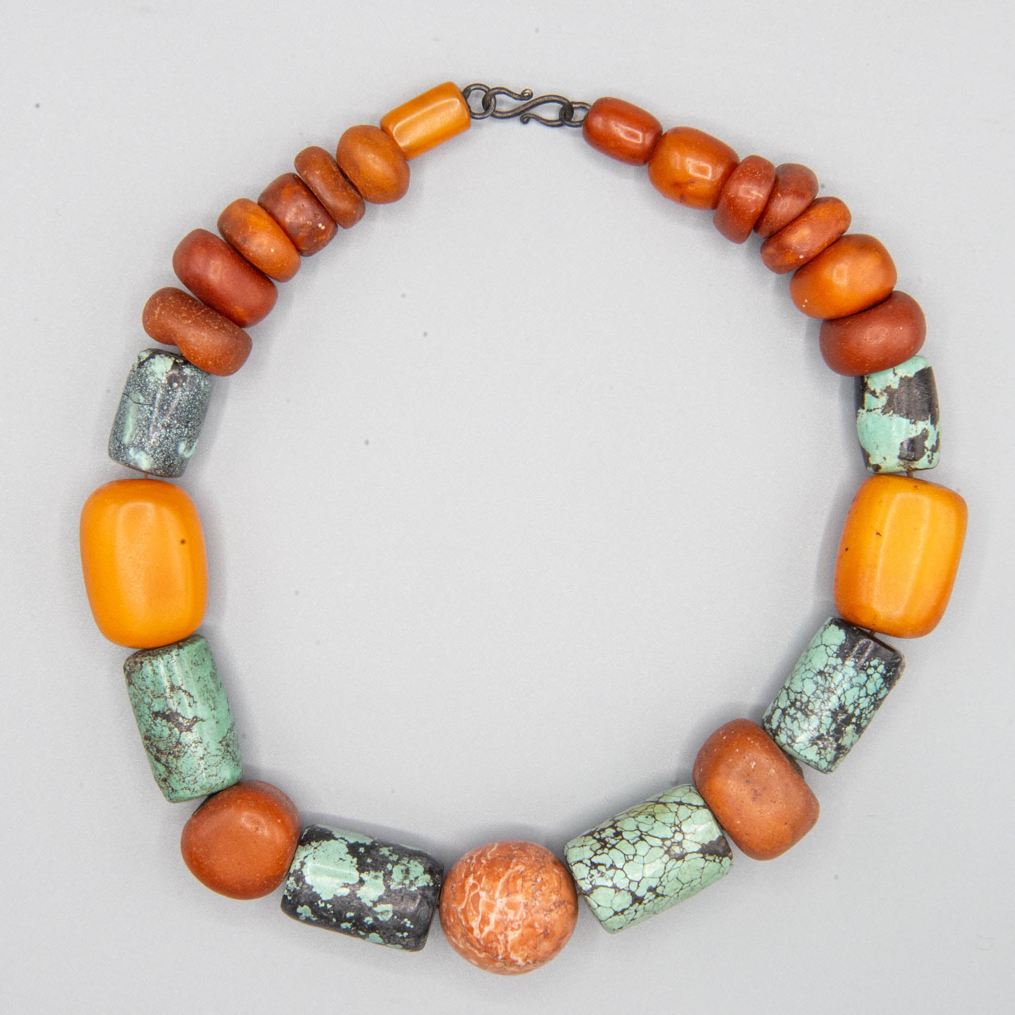 Moroccan amber and turquoise beads