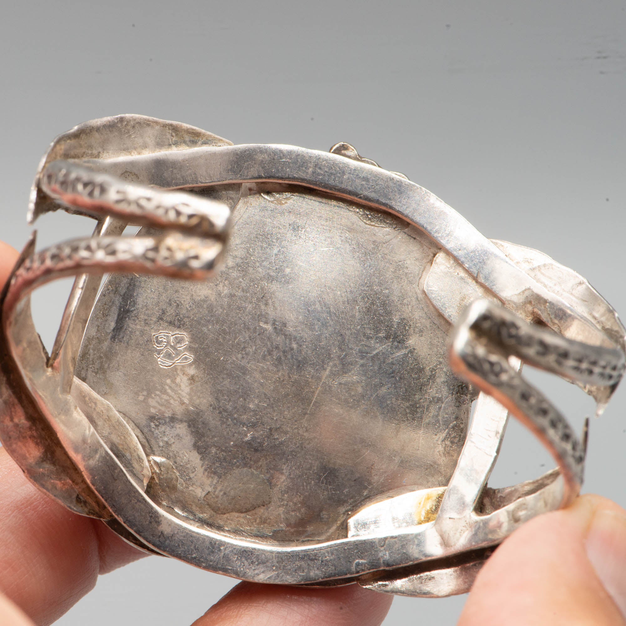 Old Native American - Navajo - Large Turquoise - Sterling Silver Cuff Bracelet