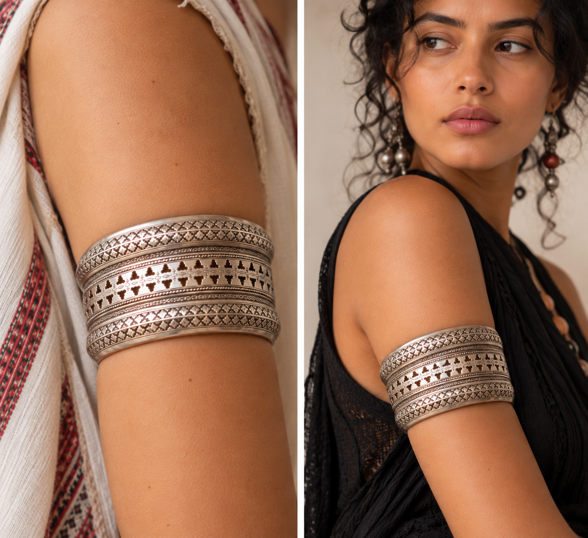 Antique Silver Bazuband Upper Arm Bracelet – North India – 19th Century
