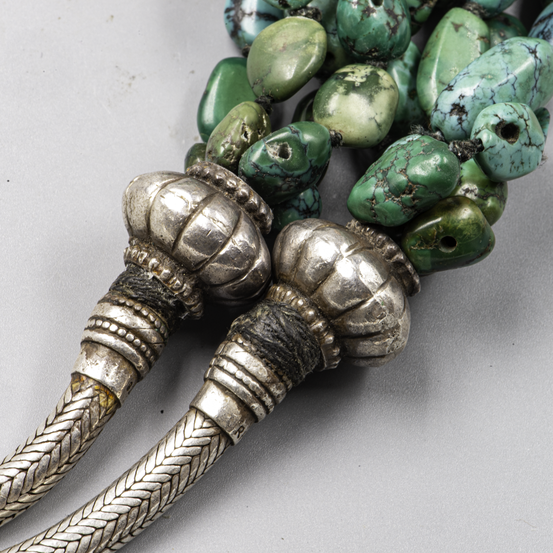Vintage Turquoise & Amber Necklace – Rajasthan Silver – Himalayan Jewelry