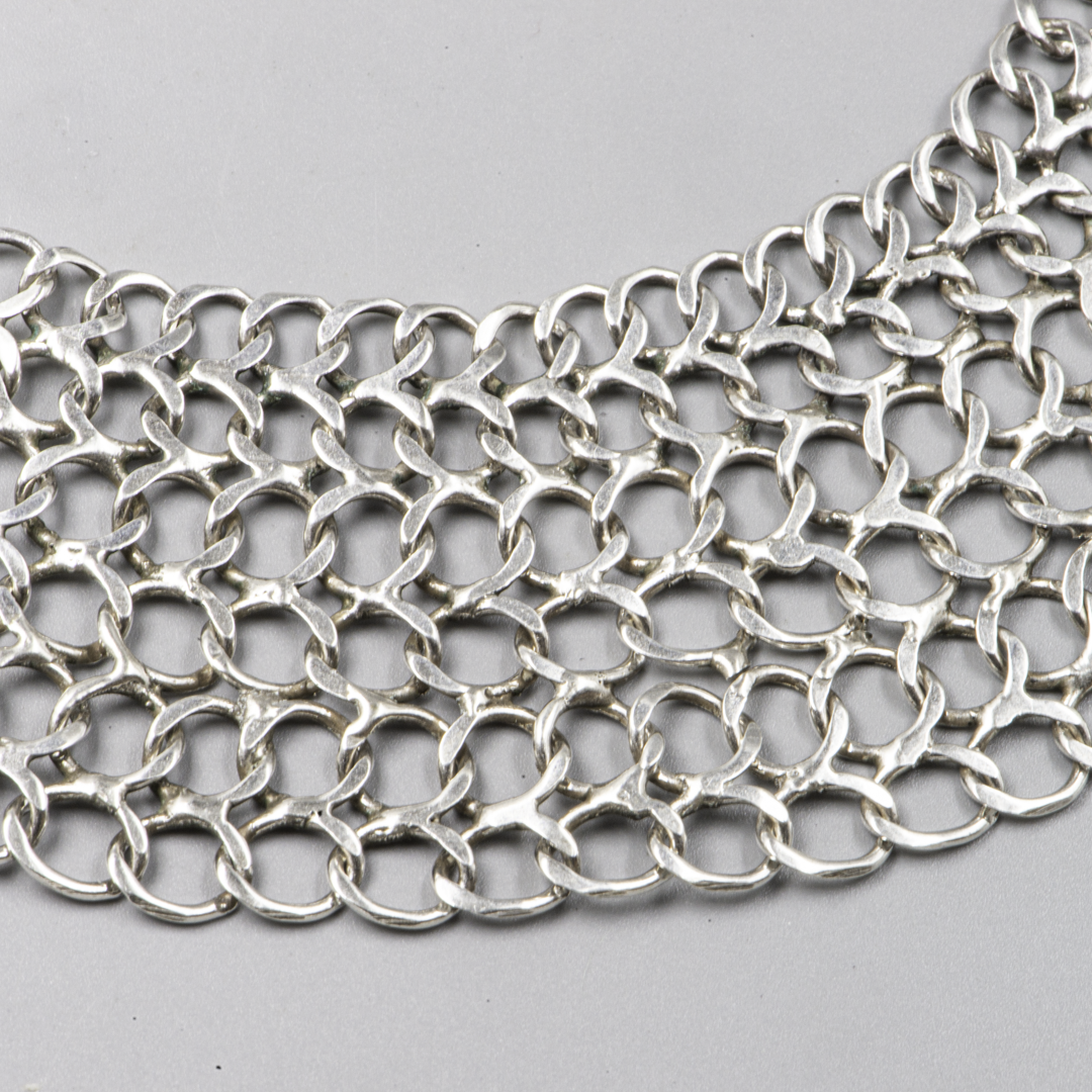 Vintage Mexican Taxco Sterling Silver Mesh Choker – Mid-Century Modernist Necklace