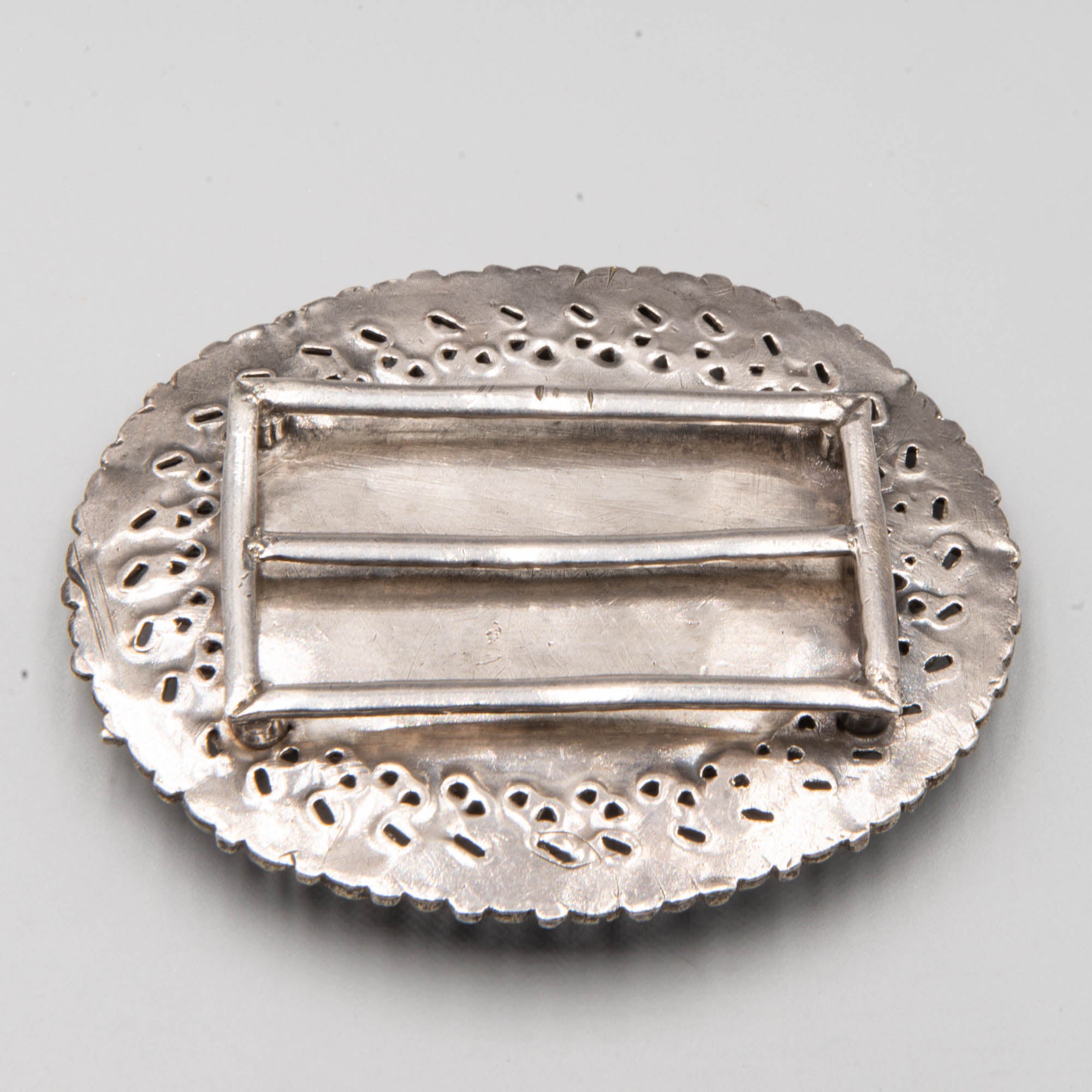 Extremely Rare Silver Belt Buckle depicting "Kamdhenu" bovine goddess in Hinduism