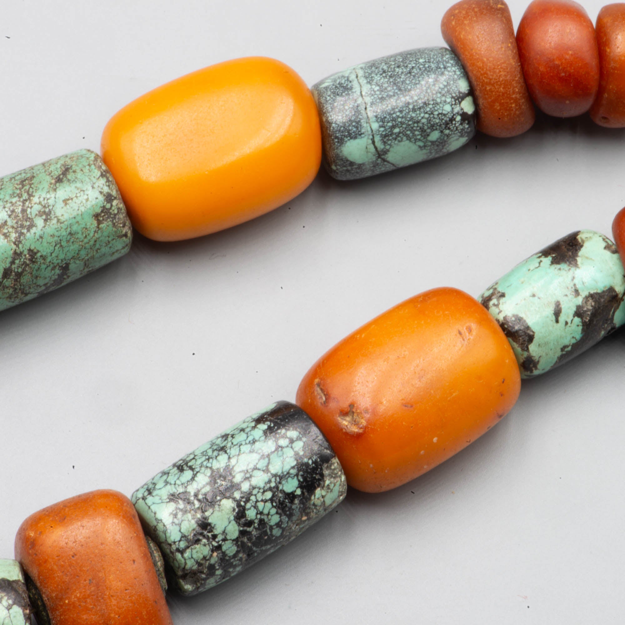 Moroccan amber and turquoise beads