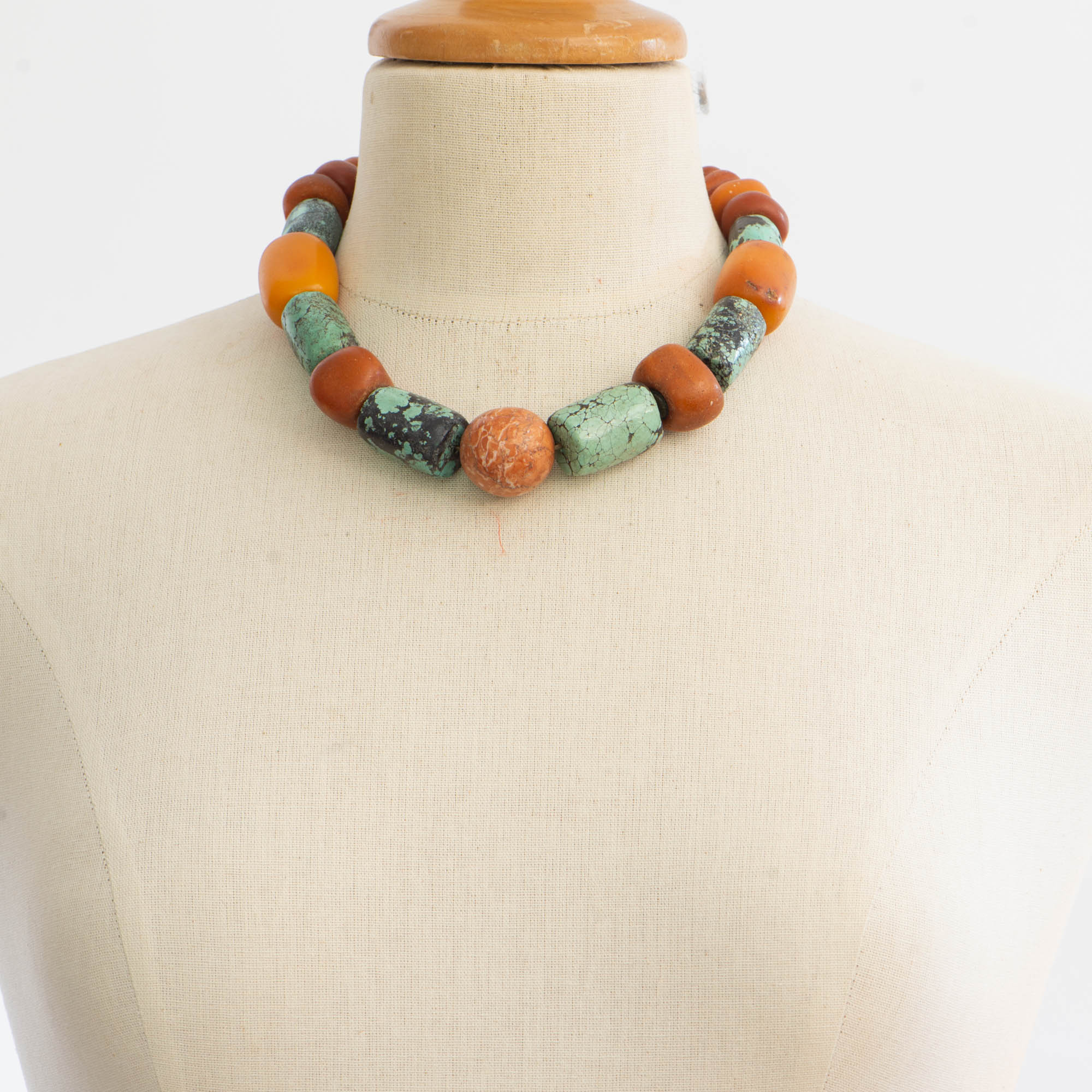 Moroccan amber and turquoise beads