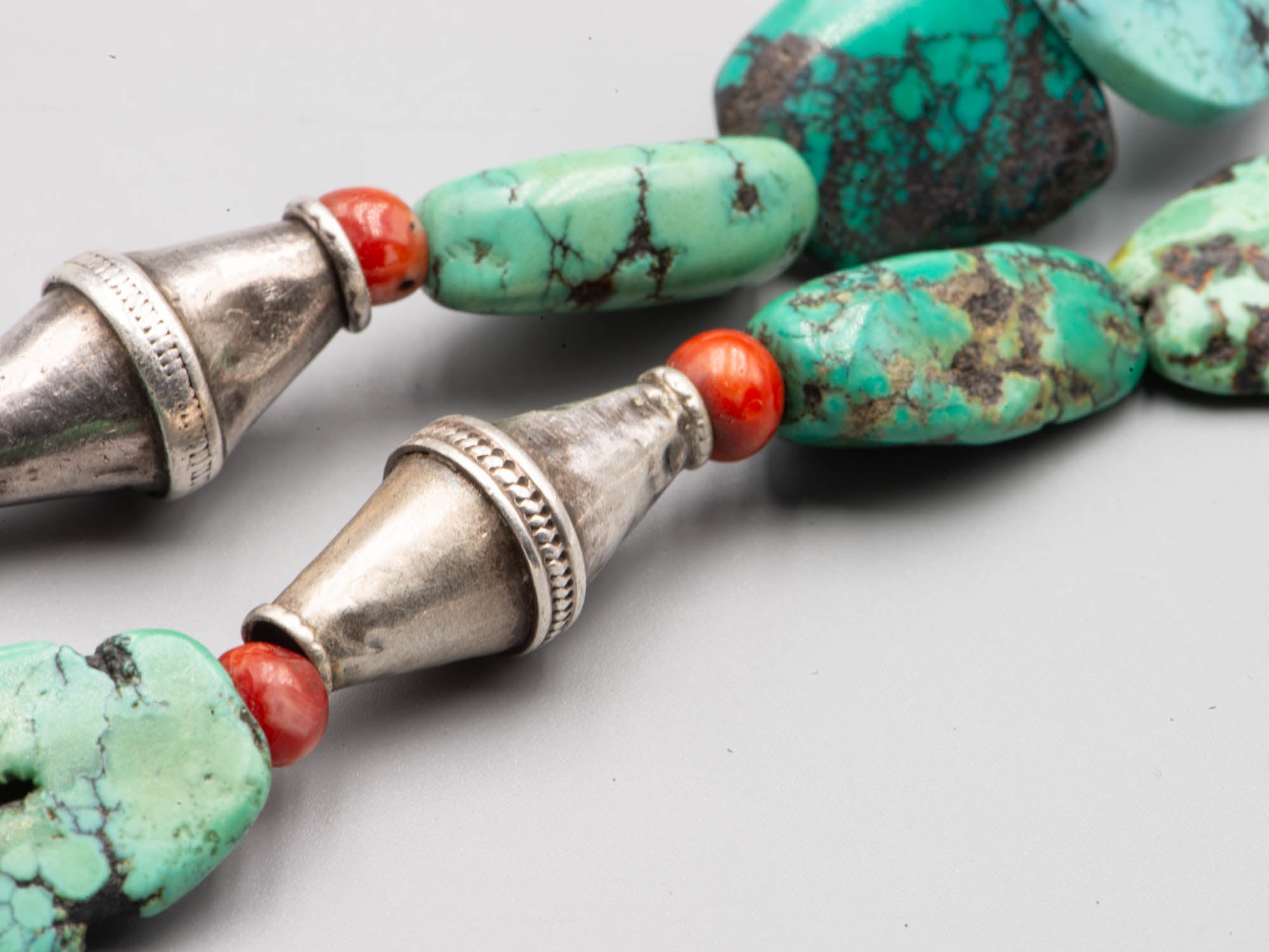 Tibetan Necklace with Turquoise and Coral Beads