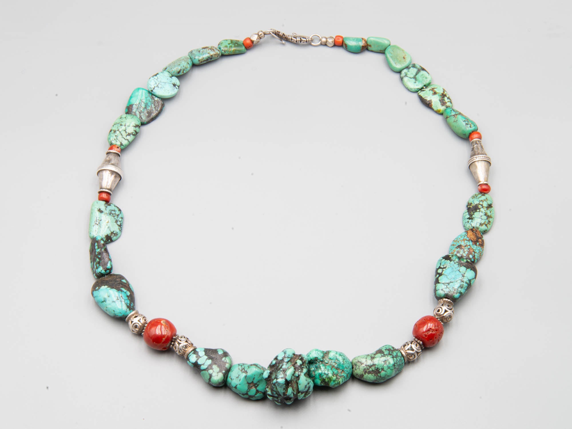 Tibetan Necklace with Turquoise and Coral Beads