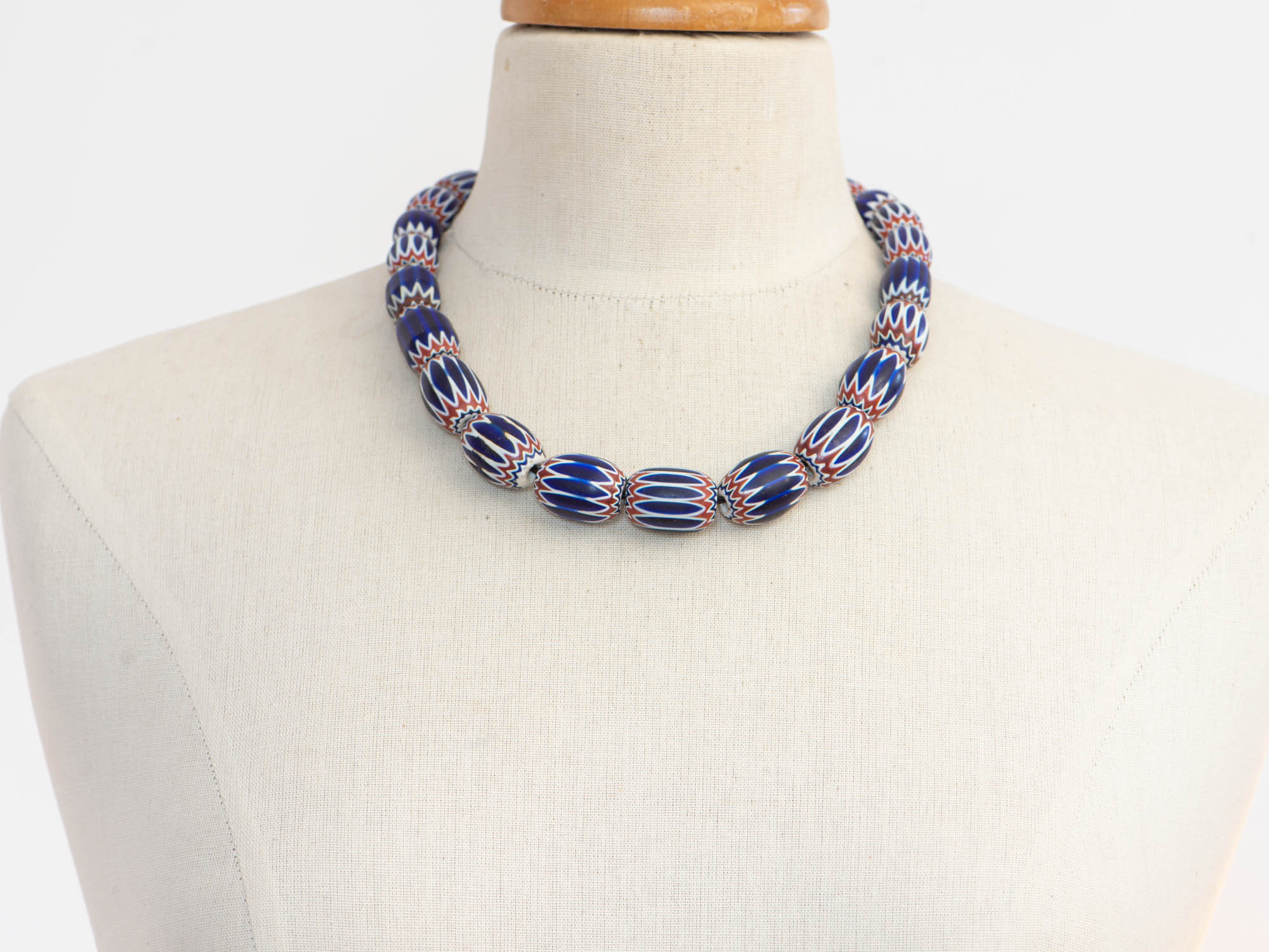 African necklace - 23 Vintage Venetian chevron beads